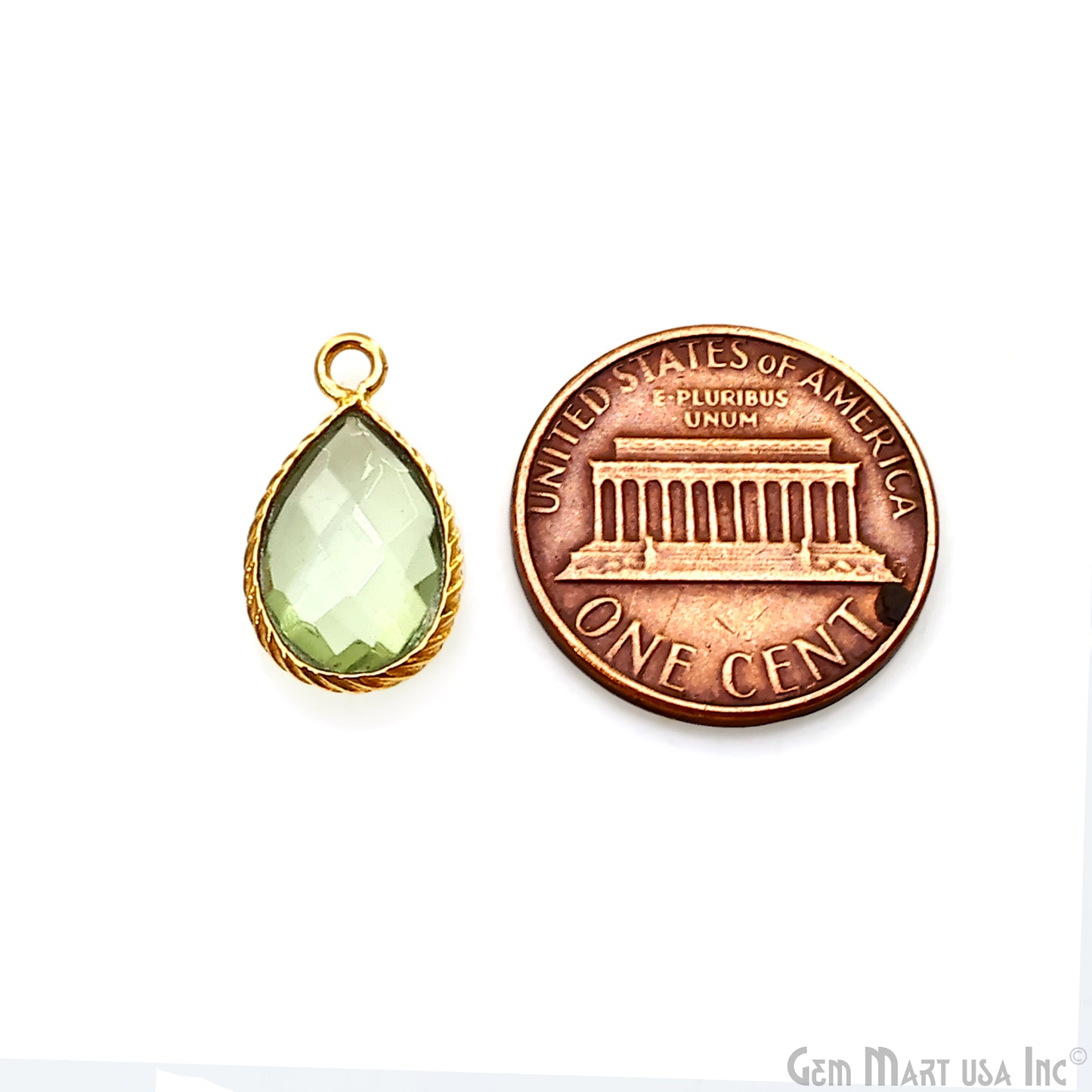 Gemstone Pears 8x12mm Gold Plated Design Bezel Connector