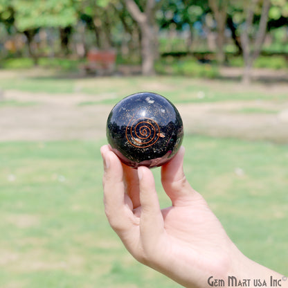 Black Tourmaline Healing Gemstone Sphere 2" - Reiki Meditation Ball, Chakra Balancing, Orgone Energy, Spiritual Healing, Home Decor