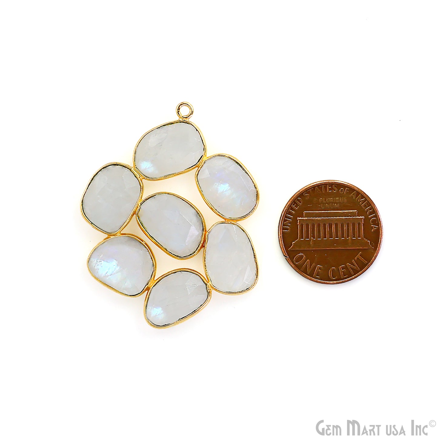 Rainbow Moonstone Gold Plated 37mm Dangle Finding Component