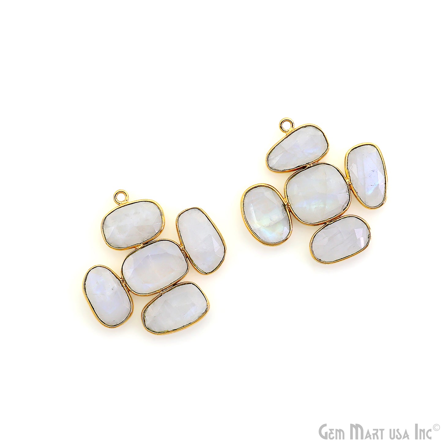 Rainbow Moonstone Gold Plated 34x32mm Dangle Finding Component Earring Enhancer