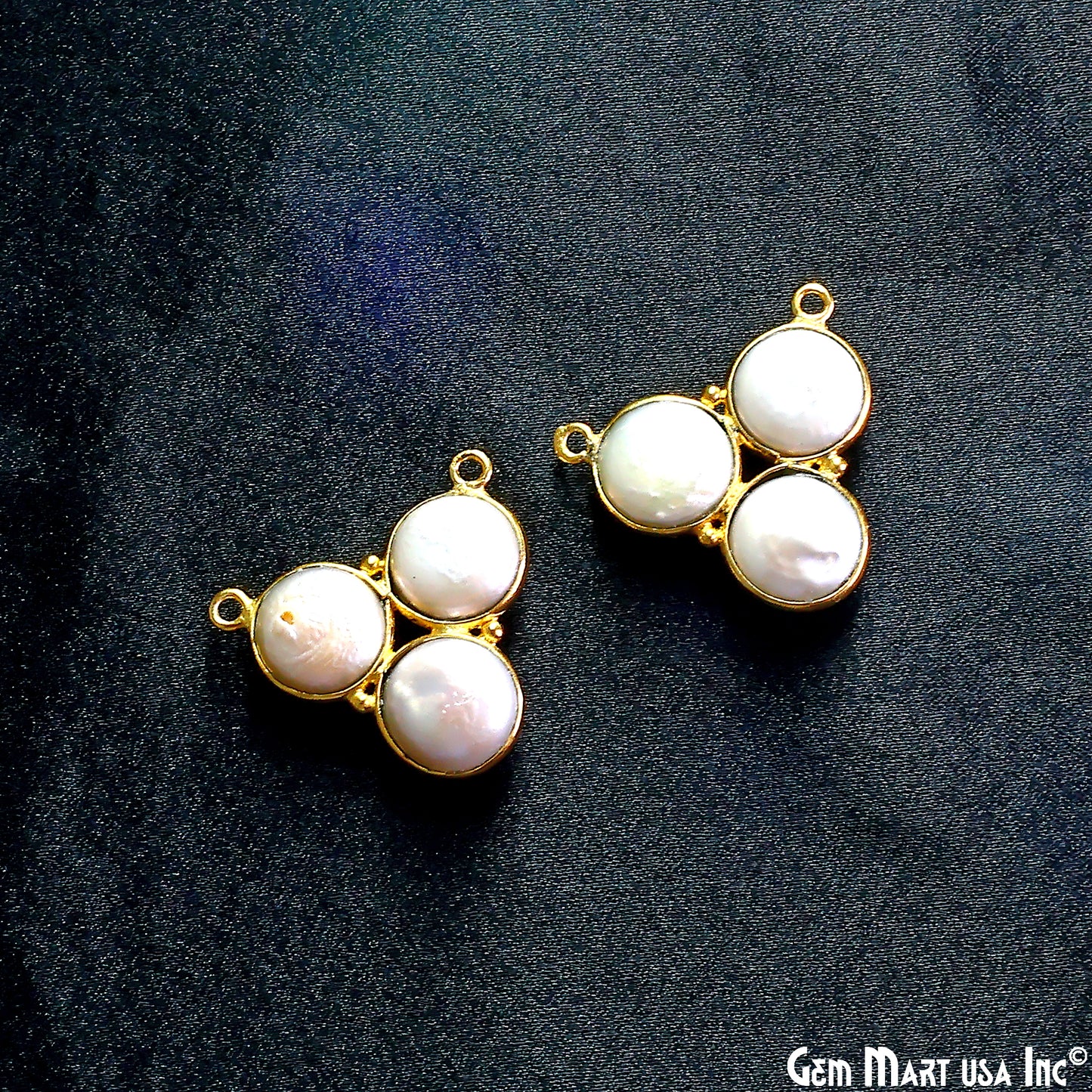 Freshwater Pearl 22x20mm Bezel Double Bail Connector