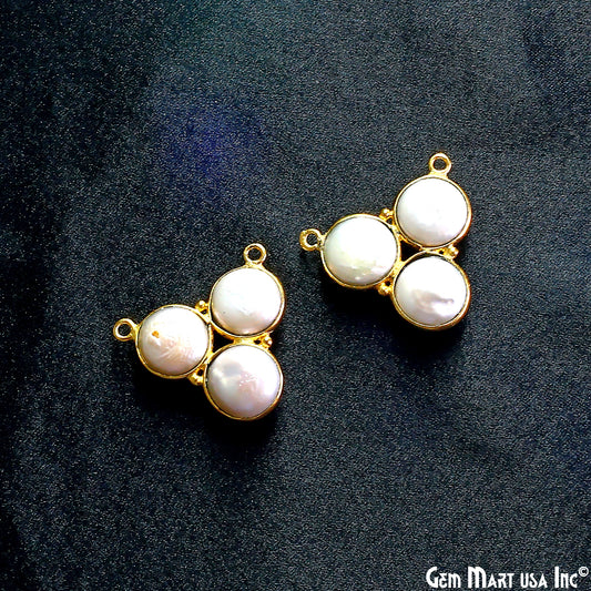 Freshwater Pearl 22x20mm Bezel Double Bail Connector