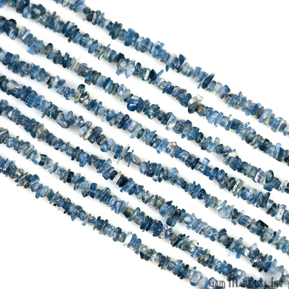 Kyanite Chip Beads, 34 Inch, Natural Chip Strands, Drilled Strung Nugget Beads, 3-7mm, Polished, GemMartUSA (CHKY-70001)