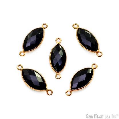 Marquise 8x16mm Double Bail Gold Bezel Gemstone Connector