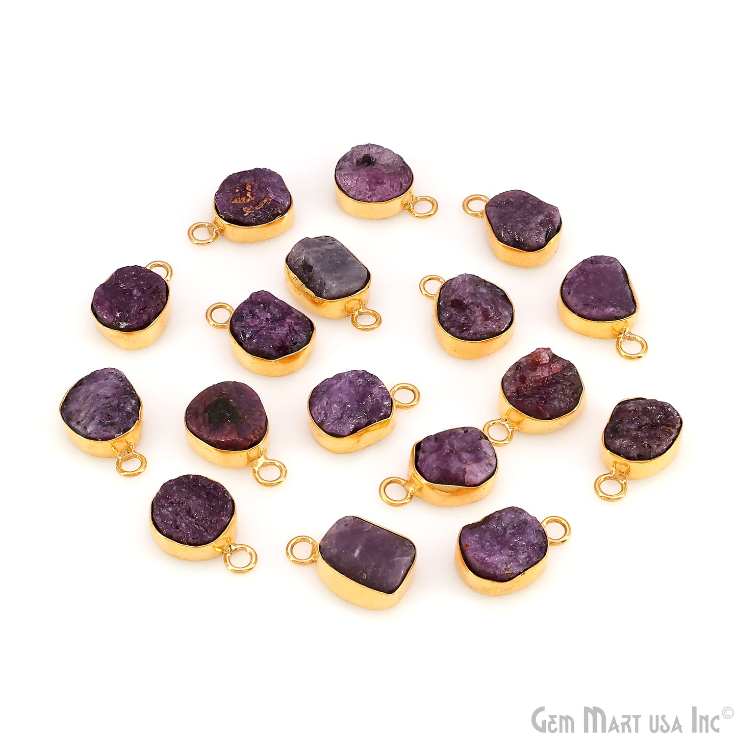 Rough Gemstone 15x10mm Gold Plated Single Bail Connector