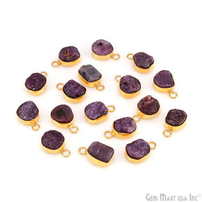 Rough Gemstone 15x10mm Gold Plated Single Bail Connector