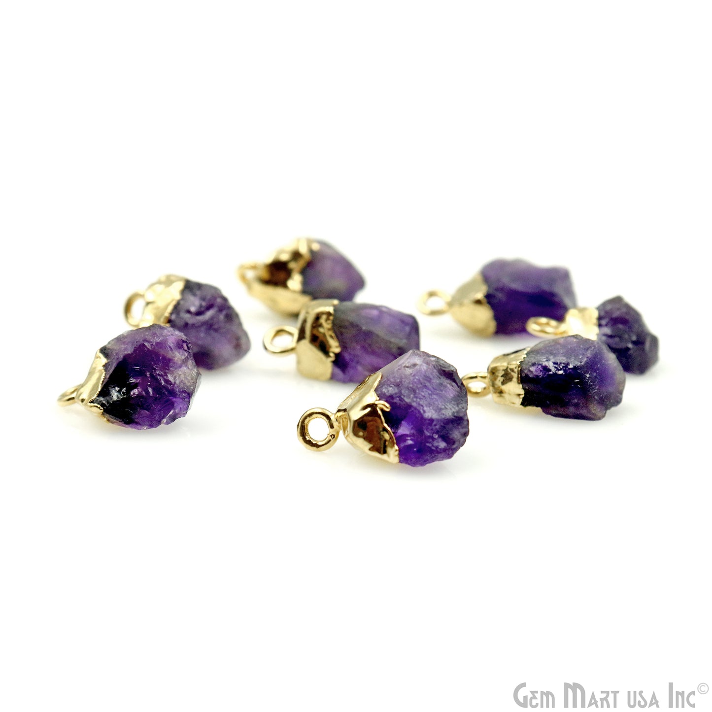 Rough Amethyst 17x9mm Gold Edged Bracelets Charm Single Bail Connectors