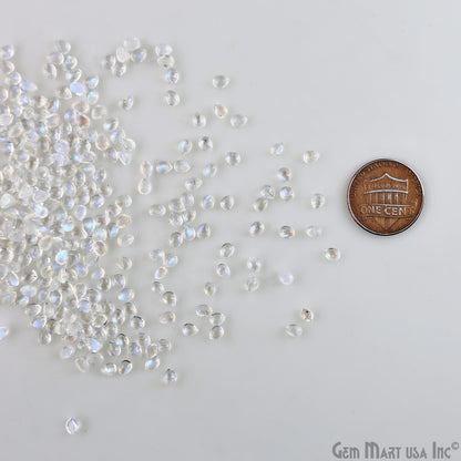 Rainbow Moonstone Wholesale Gemstones, 100% Natural Semi-Precious Gems, Rainbow Cabochons Loose Gems, 3x4mm, Pear, 5 Carats