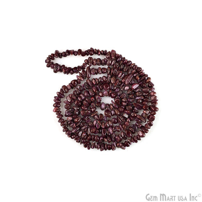 Ruby Chip Beads, 34 Inch, Natural Chip Strands, Drilled Strung Nugget Beads, 3-7mm, Polished, GemMartUSA (CHRB-70001)