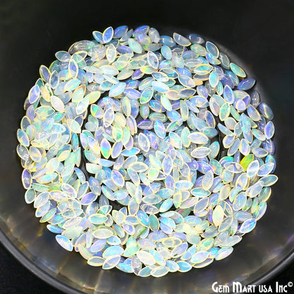 Ethiopian Opal Wholesale Gemstones, 100% Natural Precious Gems, Rainbow Cabochons Loose Gems, 3x6mm, Marquise, 10PC