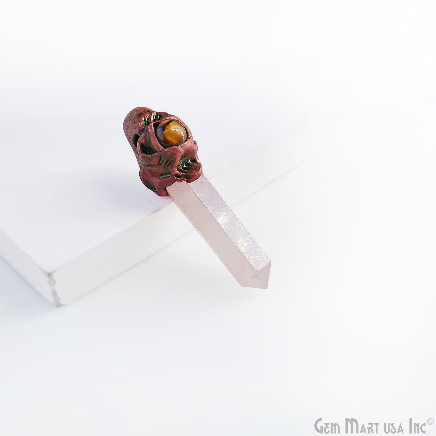 Rose Quartz with Tiger Eye Polymer Clay Crystal Pendant, Dowsing Clay Single Bail Pendant