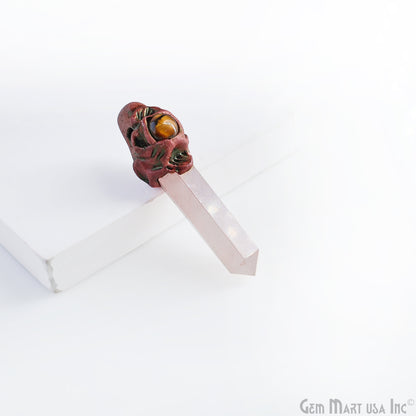 Rose Quartz with Tiger Eye Polymer Clay Crystal Pendant, Dowsing Clay Single Bail Pendant