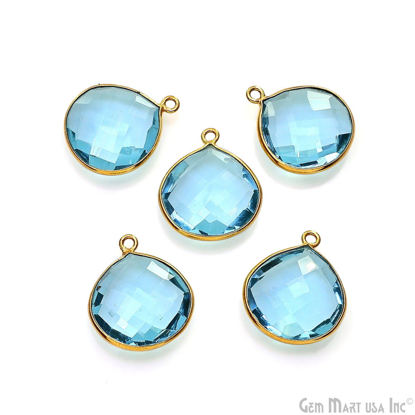 Heart 16mm Single Point Bail Gold Bezel Gemstone Connector