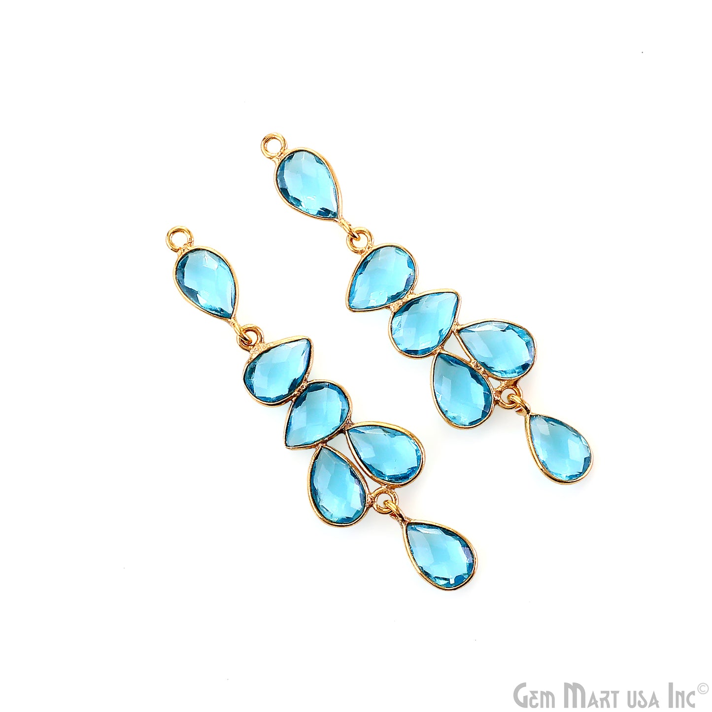 Swiss Blue Topaz 54x14mm Single Bail Chandelier Finding Component