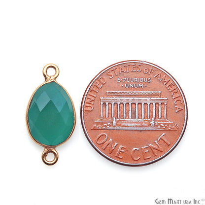 Green Onyx Egg Shape 8x10mm Gold Plated Single Bail Connector