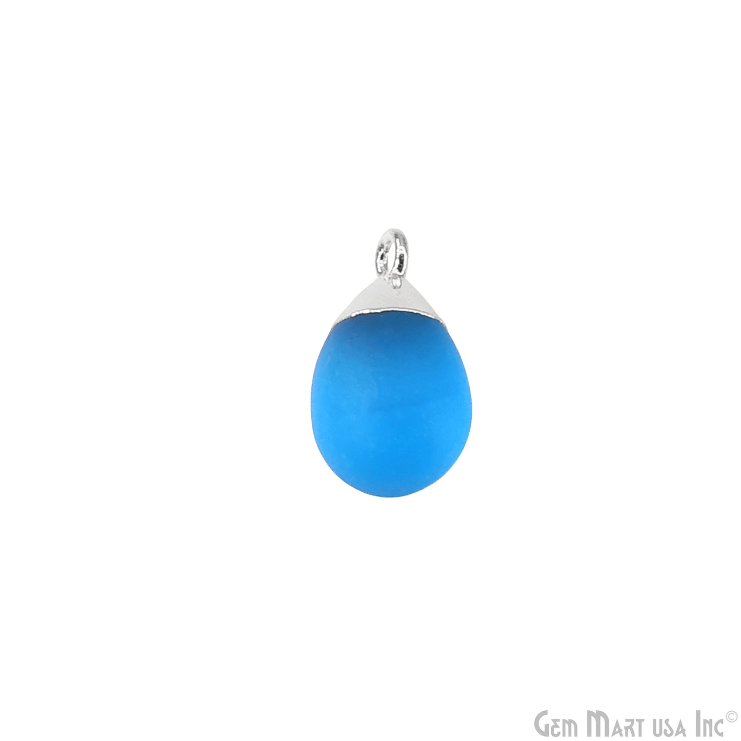 Sky Blue Chalcedony Matte Beads Single Bail Silver Electroplated Gemstone Connector