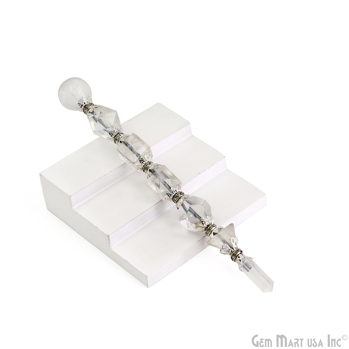 Crystal Round Crystal Wand 6.5Inch, Tumbled Stones with Crystal Ball for Spiritual Healing, Energy Balancing & Aura Cleansing