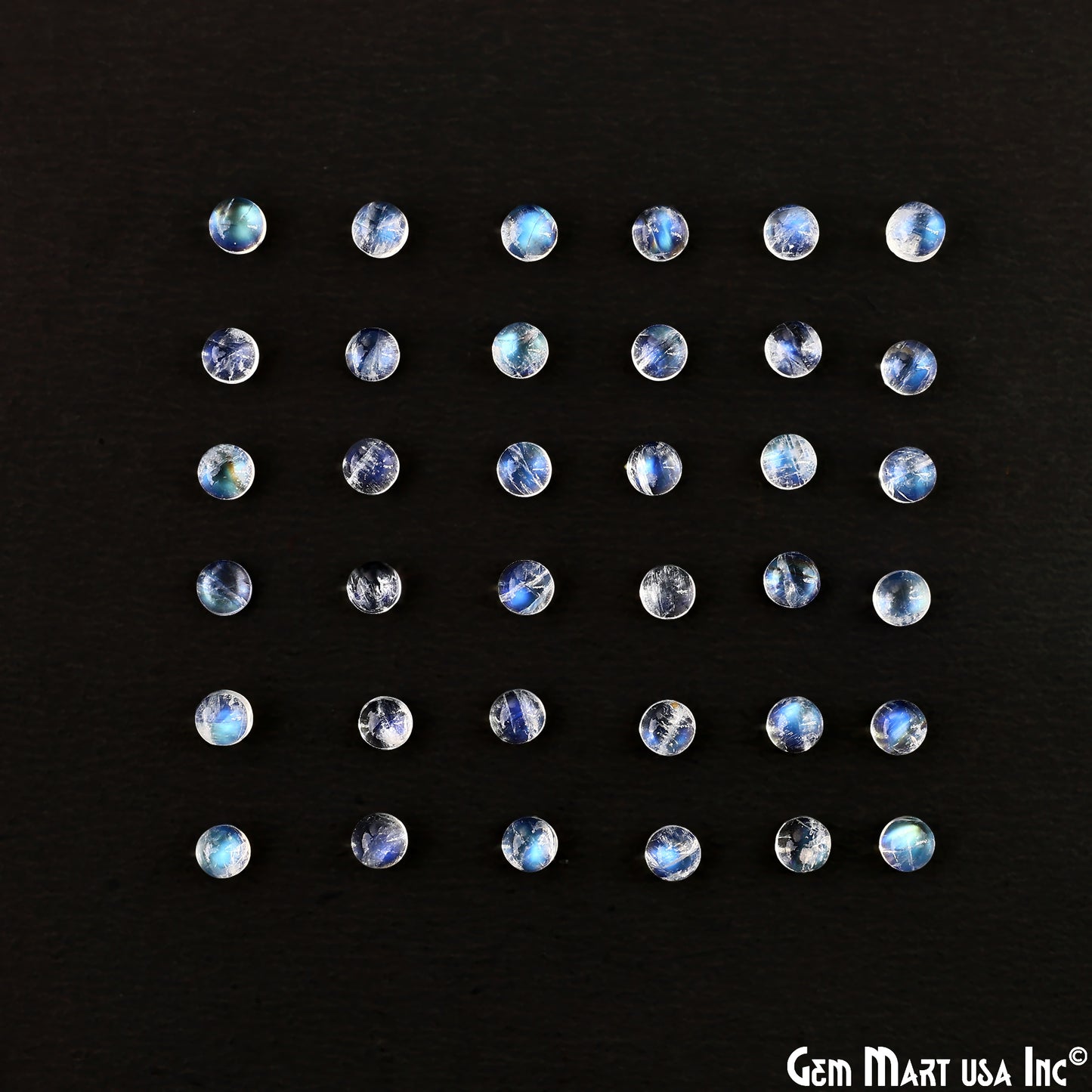 Rainbow Moonstone Wholesale Gemstones, 100% Natural Semi-Precious Gems, Rainbow Cabochons Loose Gems, 5mm, Round, 5 Carats