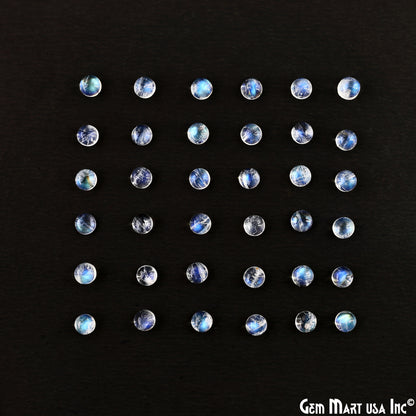Rainbow Moonstone Wholesale Gemstones, 100% Natural Semi-Precious Gems, Rainbow Cabochons Loose Gems, 5mm, Round, 5 Carats