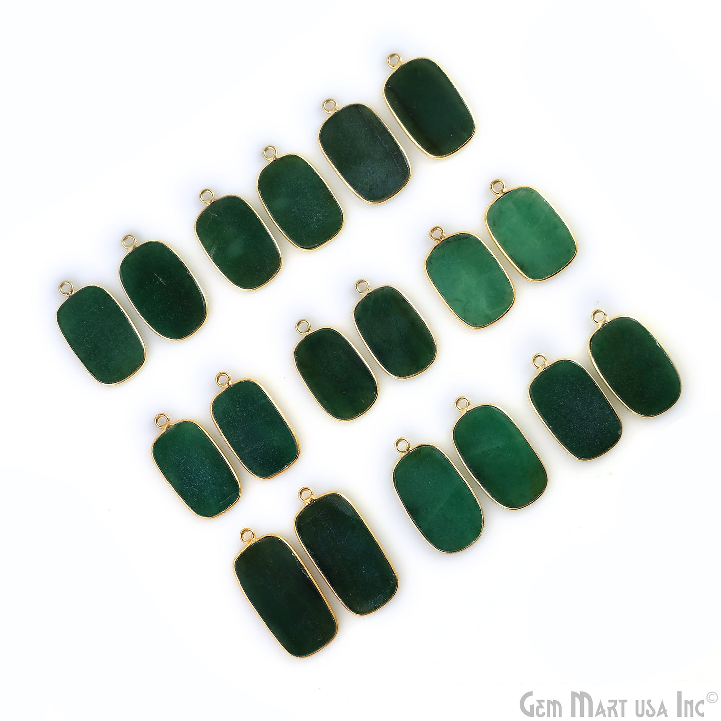 Green Onyx Octagon Gold Plated Single Bail Bezel Smooth Slab Slice Thick Gemstone Connector 27x15mm 1 Pair