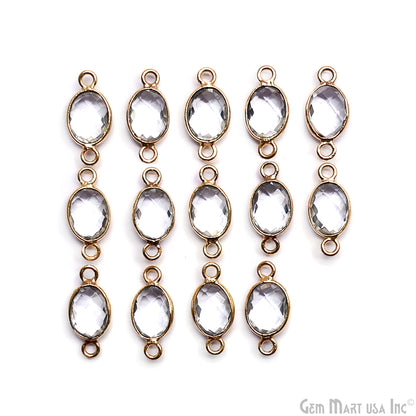Oval 6x8mm Gold Plated Bezel Double Bail Gemstone Connector