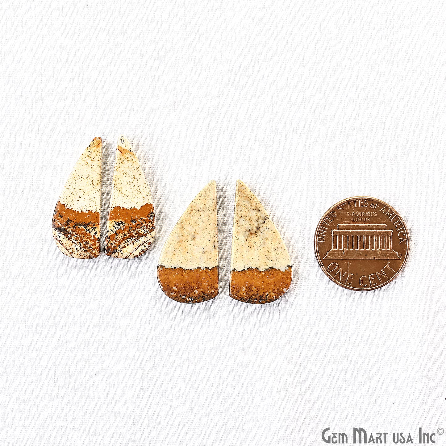 Picture Jasper Free Form Shape 25x10mm Loose Gemstone For Earring Pair