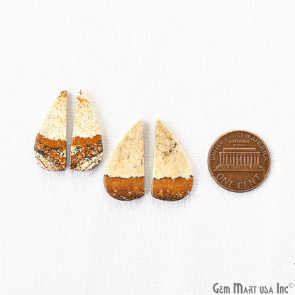 Picture Jasper Free Form Shape 25x10mm Loose Gemstone For Earring Pair