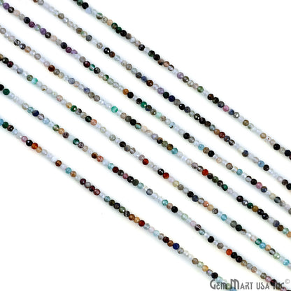 Mixed Rondelle Beads, 12-13 Inch Gemstone Strands, Drilled Strung Nugget Beads, Faceted Round, 2-2.5mm