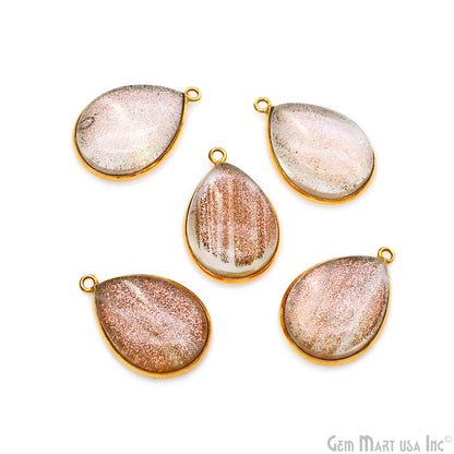 Copper Infused Cabochon 15x20mm Pears Gold Bezel Connector