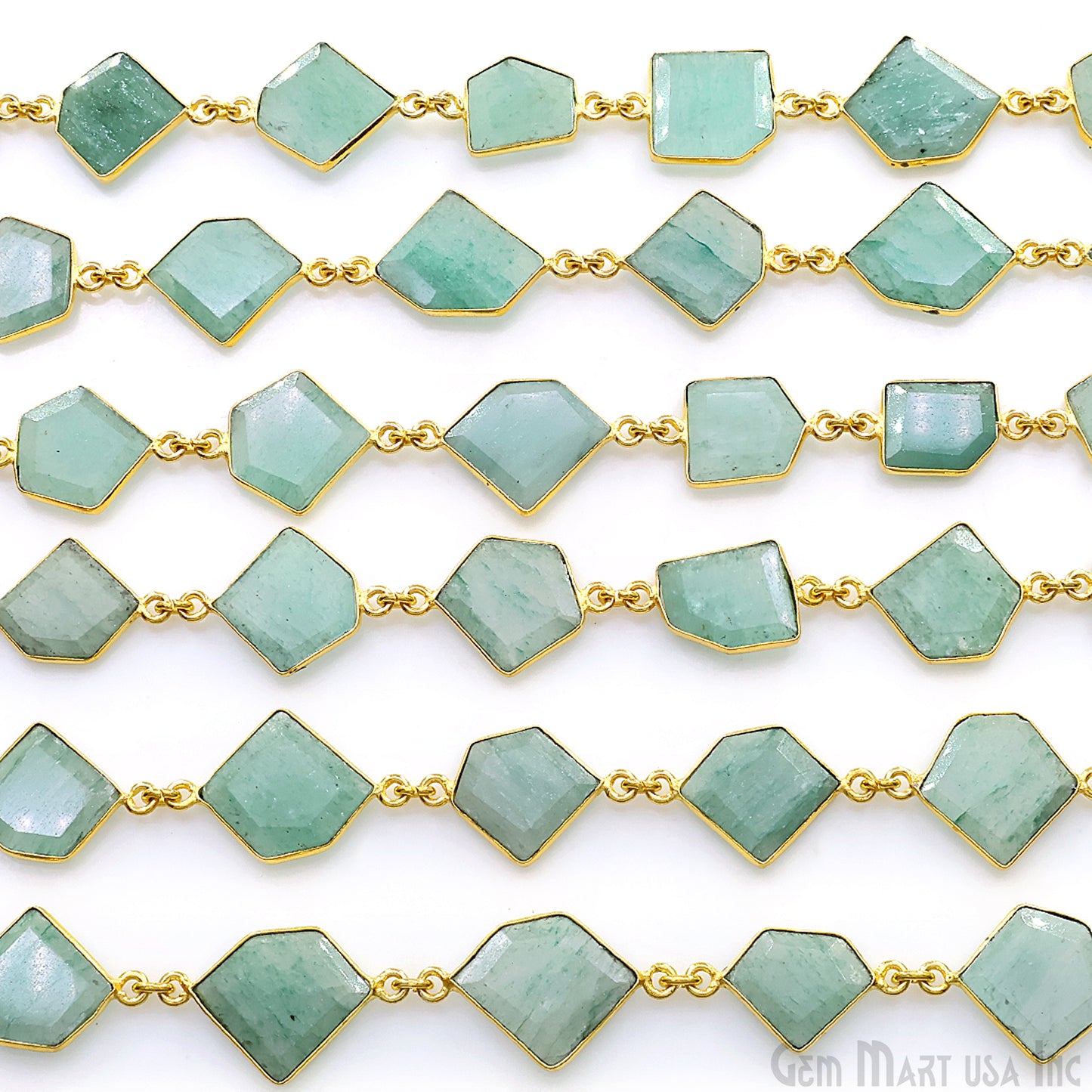 Aventurine 15mm Up Faceted Free Form Gold Plated Bezel Connector Link Chain