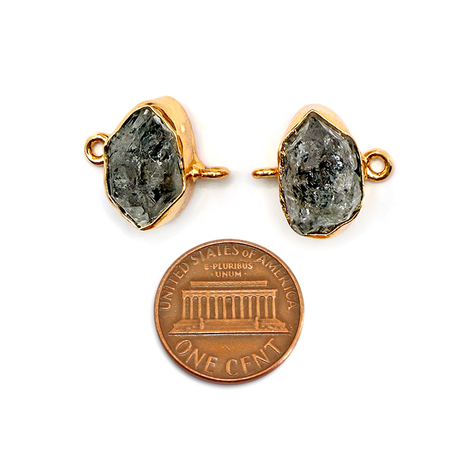 Herkimer Diamond Organic 19x15mm Gold Plated Finding Earing Connector