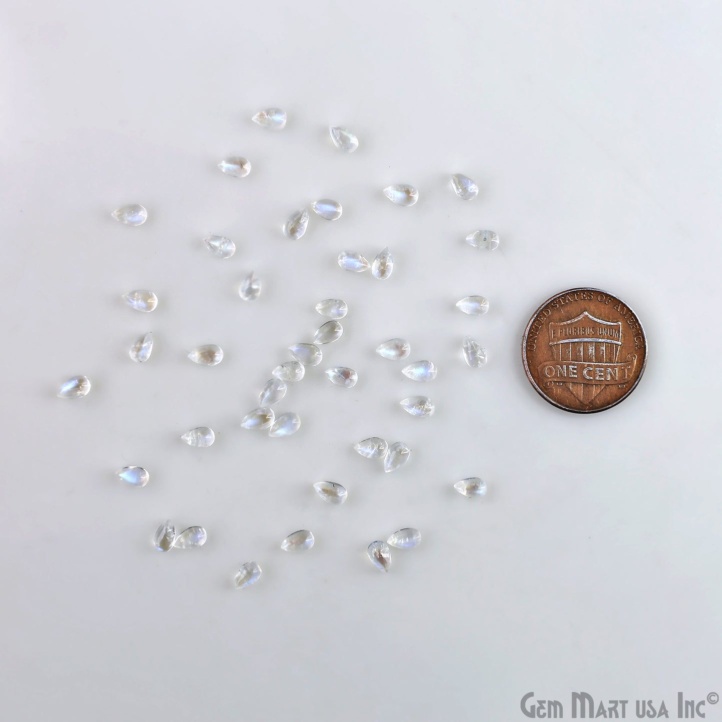 Rainbow Moonstone Wholesale Gemstones, 100% Natural Semi-Precious Gems, Rainbow Cabochons Loose Gems, 3x5mm, Pear, 5 Carats