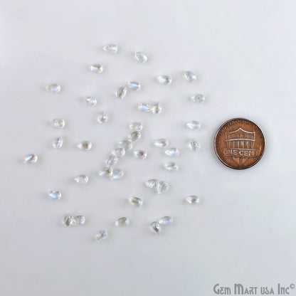 Rainbow Moonstone Wholesale Gemstones, 100% Natural Semi-Precious Gems, Rainbow Cabochons Loose Gems, 3x5mm, Pear, 5 Carats