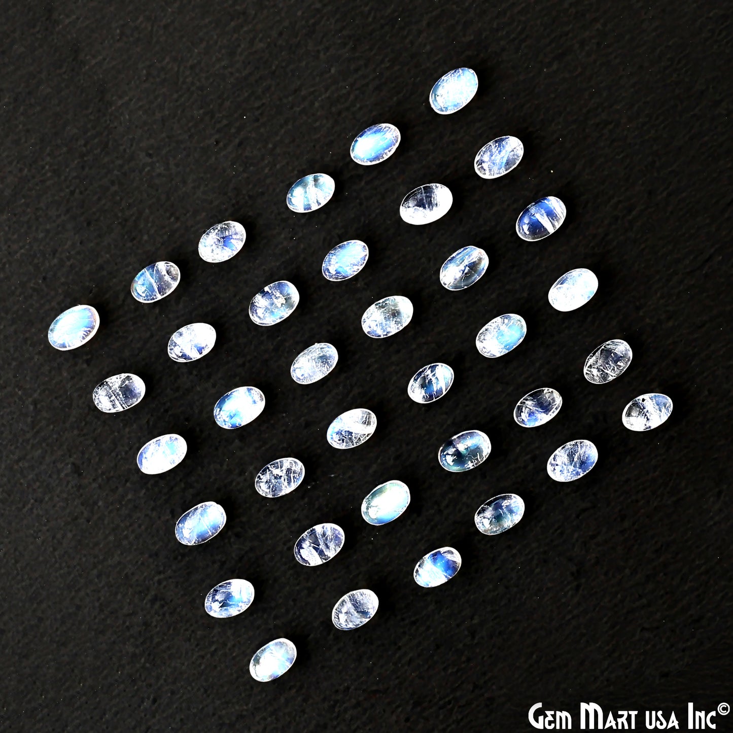 Rainbow Moonstone Wholesale Gemstones, 100% Natural Semi-Precious Gems, Rainbow Cabochons Loose Gems, 6x4mm, Oval, 5 Carats