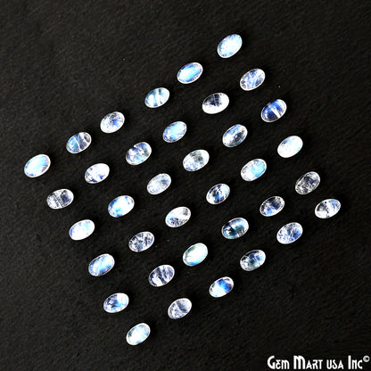Rainbow Moonstone Wholesale Gemstones, 100% Natural Semi-Precious Gems, Rainbow Cabochons Loose Gems, 6x4mm, Oval, 5 Carats
