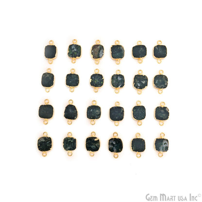 Rough Flat Gemstone 19x11mm Gold Electroplated Double Bail Connector