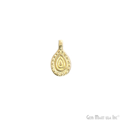Brass Pear Shaped Vintage Pendant Charms, Gold Plated Medallion Necklace, Earring Supply, Personalized amulet for mom & her