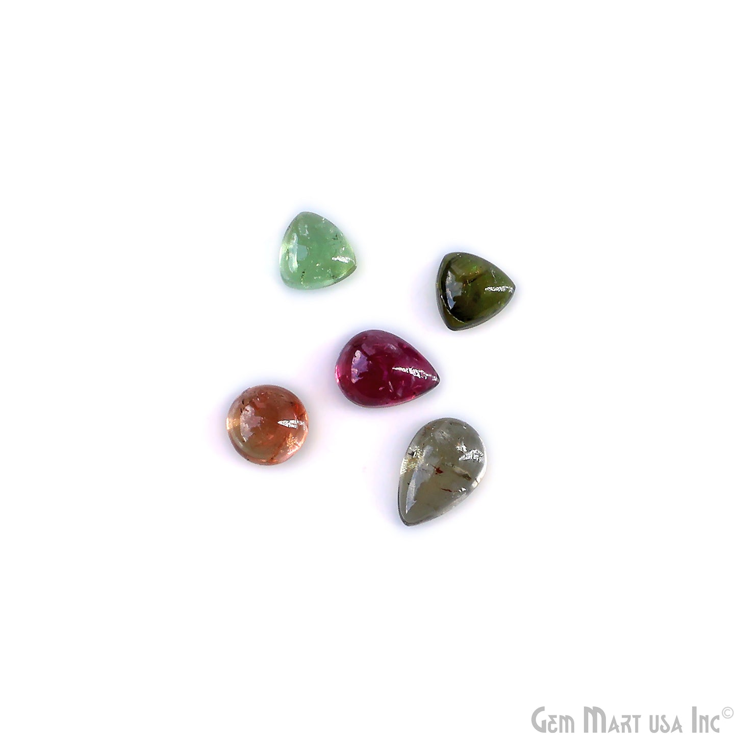 Multi Tourmaline Wholesale Gemstones, 100% Natural Semi-Precious Gems, Multi Color Cabochons Loose Gems, 5-7mm, Round and Pears, 5 Carats