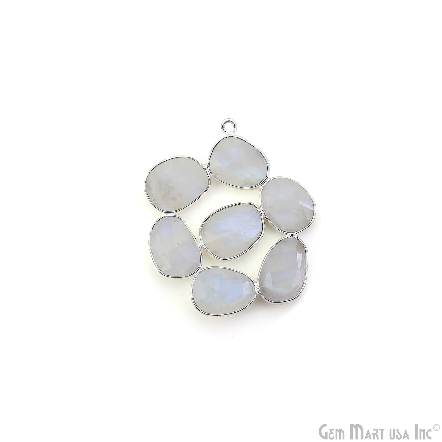 Rainbow Moonstone Silver Plated 37mm Dangle Finding Component