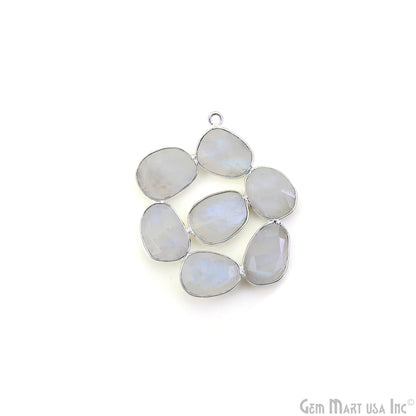 Rainbow Moonstone Silver Plated 37mm Dangle Finding Component