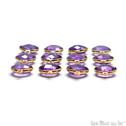 Round 10mm Double Bail Gold Bezel Gemstone Connectors