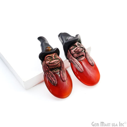 Pixie Carnelian Crystal Clay Pendant, Elfin Clay Pendant Necklace, Master Merlin Healing Pendant