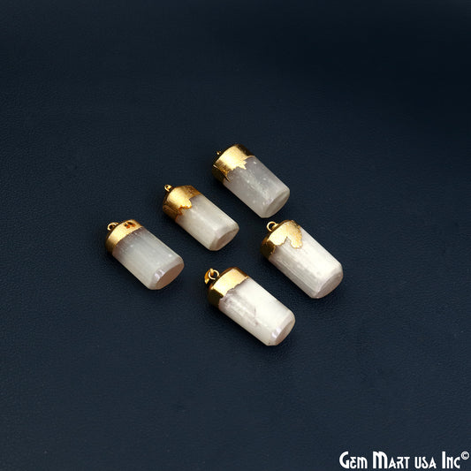 Selenite Free Form Shape Gold Electroplated Pendant