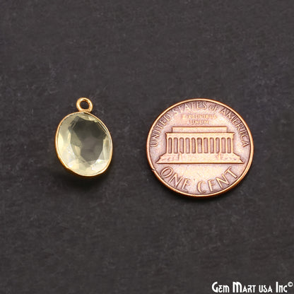 Lemon Topaz 10x12mm Oval Brilliant Cut Gold Plated Bezel Single Bail Connector