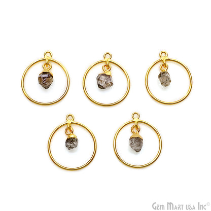 DIY Round Rough Gemstone Connector - 1pc