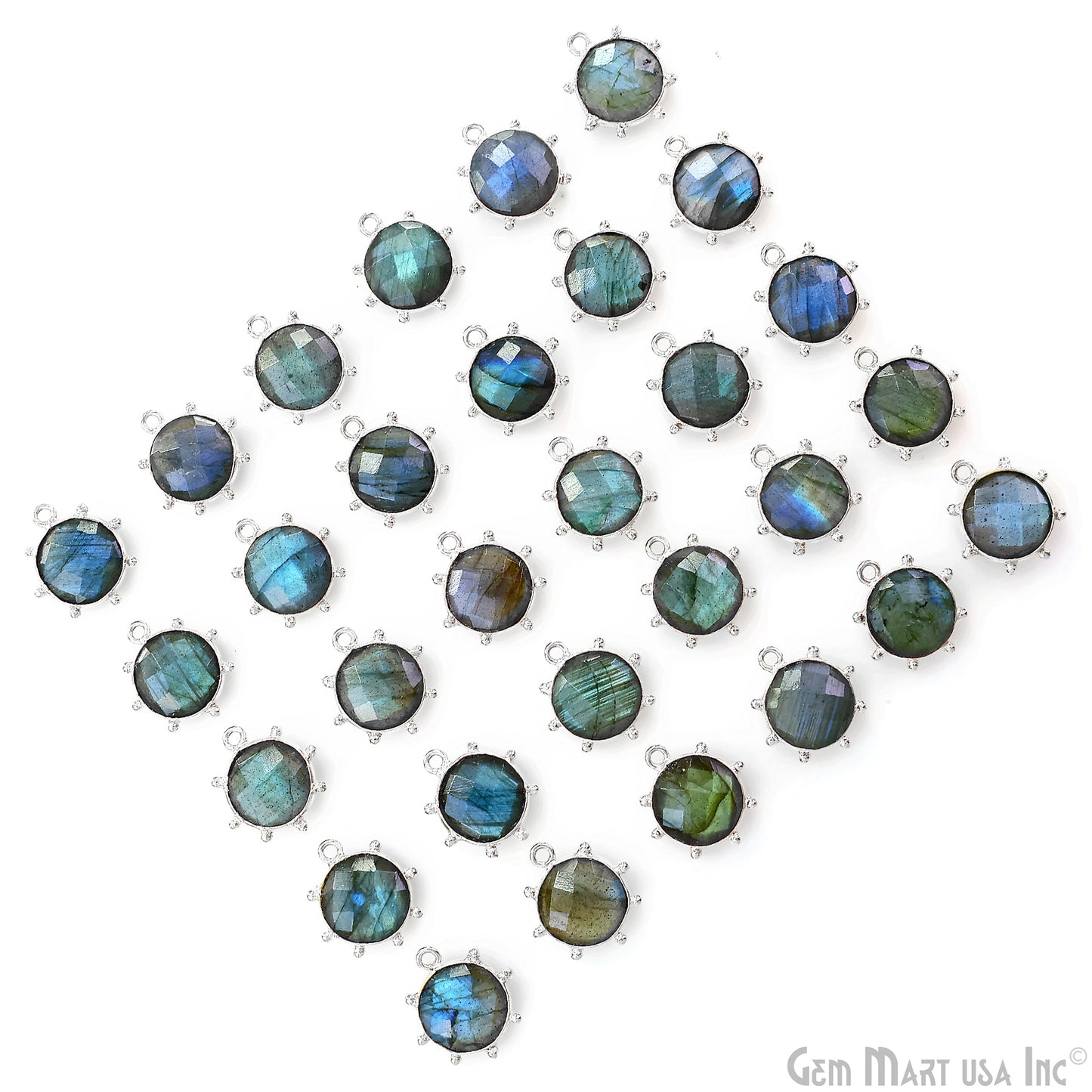 Round 17x15mm Design Bezel Silver Plated Single Bail Gemstone Connector