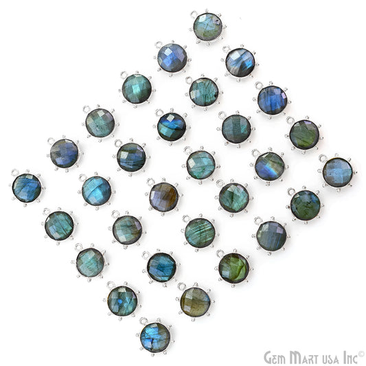 Round 17x15mm Design Bezel Silver Plated Single Bail Gemstone Connector