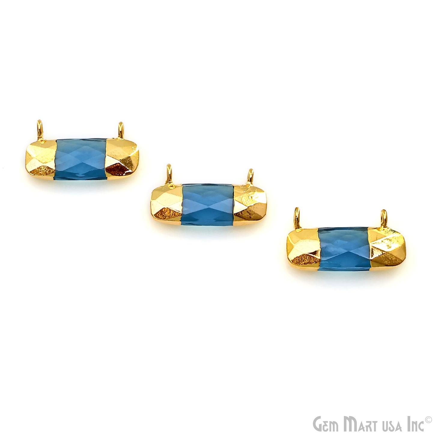 Iolite Rectangle 21x11mm Gold Electroplated Cat Bail Connector
