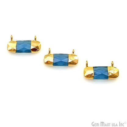 Iolite Rectangle 21x11mm Gold Electroplated Cat Bail Connector