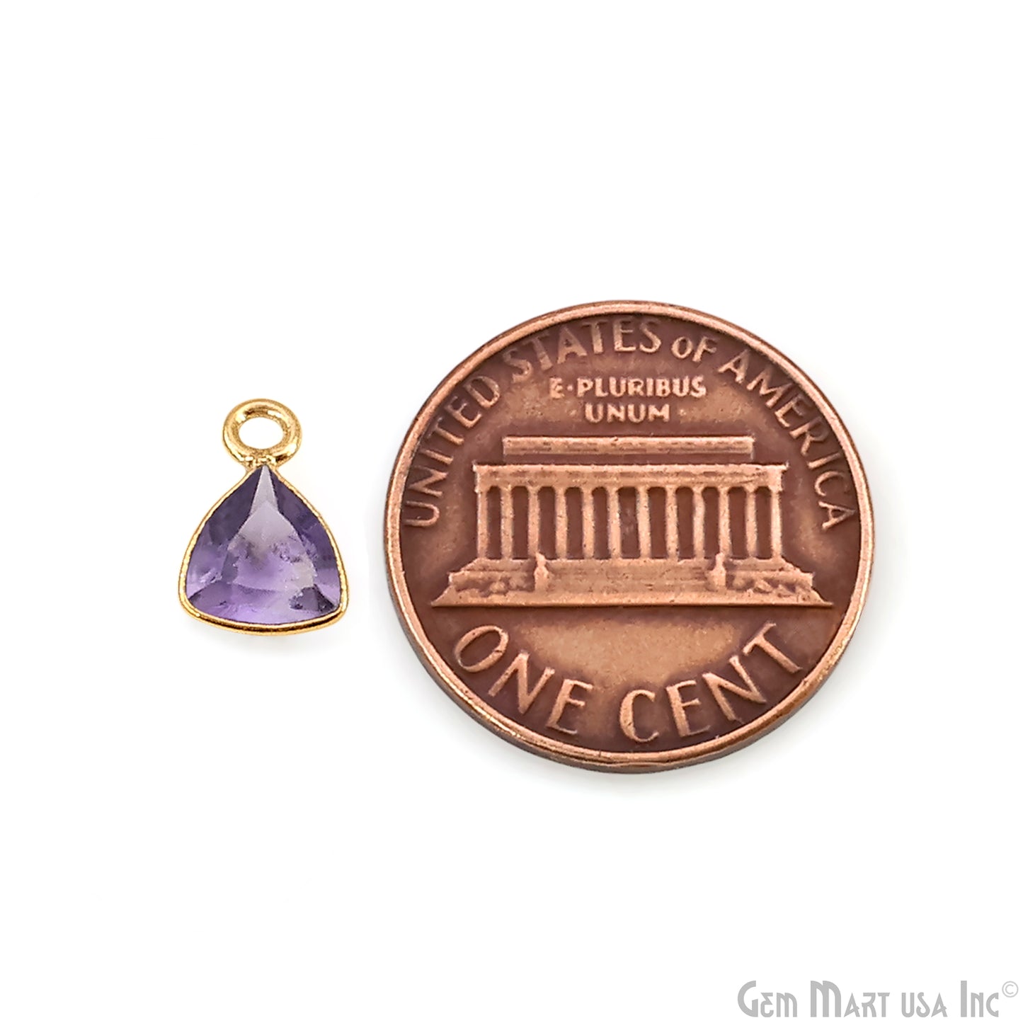 Amethyst Trillion 6mm Brilliant Cut Gold Plated Bezel Single Bail Gemstone Connector